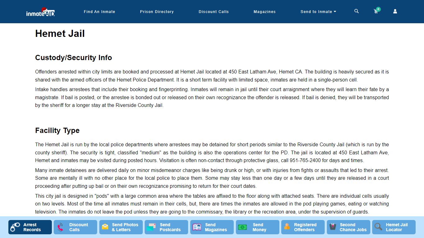 Hemet Jail - Help for Inmates Before, During and After Prison