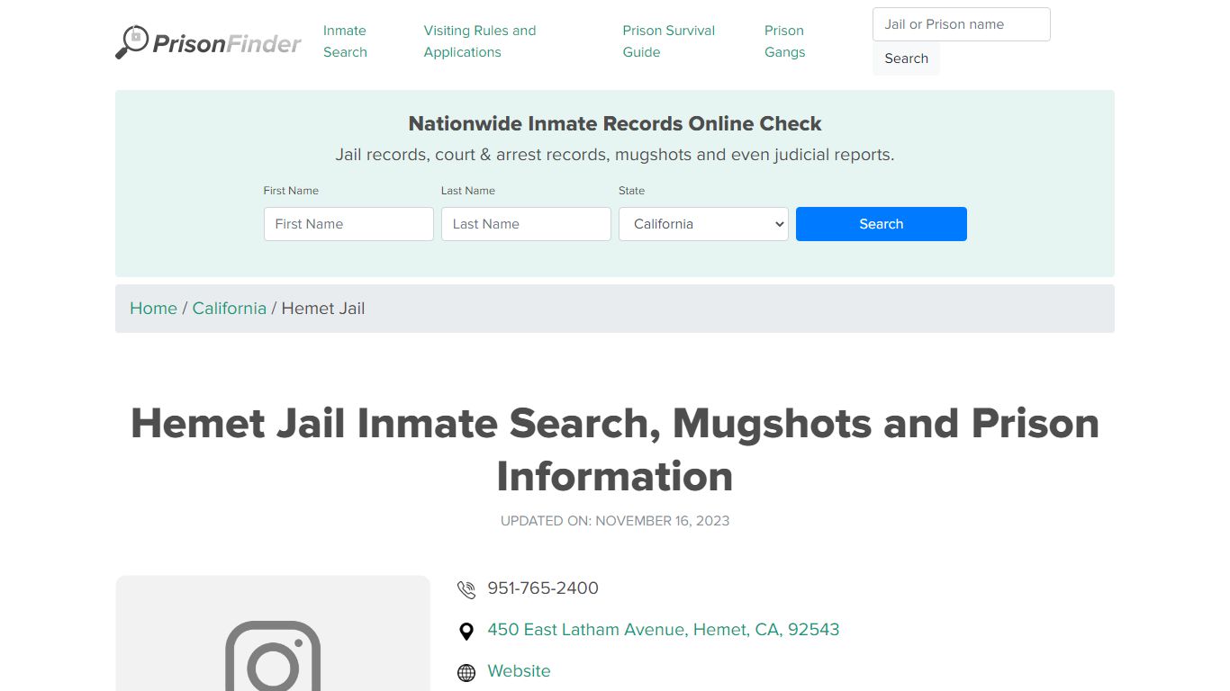 Hemet Jail Inmate Search, Mugshots and Prison Information